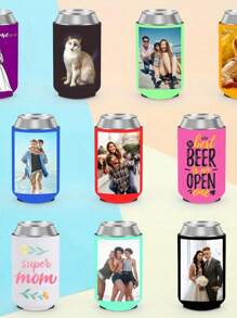 1/3/5/10/12/24 PCS Customized Can Cooler Sleeves, Personalized Foldable Insulated Beverage Bottle Holder With Logo Image Text For Wedding Graduation Birthday Party