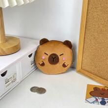1pc Fashionable & Cute Capybara Plush Coin Purse, Earphone & Lipstick Storage Small Bag, Portable Kids Organizer