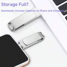 RUSHBGM 2-In-1 USB Flash Drive 2TB | No App Needed | Photo Backup | High-Speed External Storage | Rotating Design | Smartphone & Laptop Compatible (Silver)