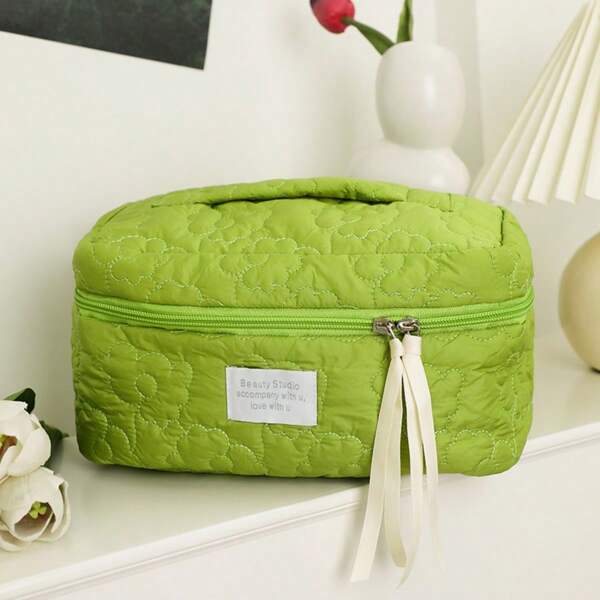 Soft Floral Print Zipper Cosmetic Bag, Lovely Makeup Pouch, Toiletry Bag For Home, Travel, Unisex