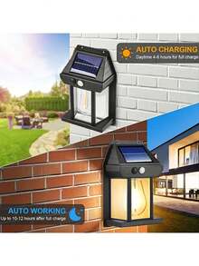 1 đèn LED năng lượng mặt trời đa chức năng, bóng đèn sợi đốt vonfram, cảm biến chuyển động, di động, thích hợp cho hàng rào sân vườn, tường hiên nhà, nhà kho, sân vườn, đèn trang trí ngoài trời, hiên nhà. - ánh sáng trắng ấm áp - Xem 9