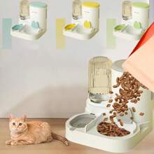 Pet Integrated Automatic Pet Water Dispenser Food Dispenser Set With Stainless Steel Bowl, Detachable And Washable, Suitable For Indoor And Outdoor Pet Self-Feeding Stations