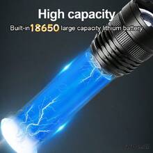 High-Power LED Flashlight USB Charging Built-In Large Capacity Battery Super LED Long-Range White Lighting LED Light Telescopic Zoom Bright Tactical Lantern Outdoor Camping Fishing Adventure Spotlight - Black - View 11