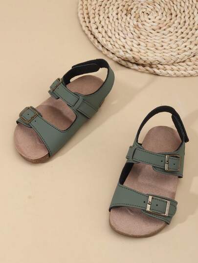 2025 Neues Mode vielseitiges Kinder Jungen Mädchen PU Leder Römersandalen mit Knöchelriemen, weiche atmungsaktive Fußschutz rutschfeste leichte Sommer Sandalen