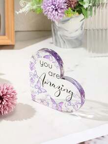 1 pieza Decoración de mariposa de acrílico motivacional "Eres increíble", adorno colgante de acrílico con forma de corazón y decoración de mariposa retro, ideal para regalar a mamás, hermanas, amigas - Accesorio de escritorio motivacional de Navidad y oficina - Adornos acrílicos - Ver 7