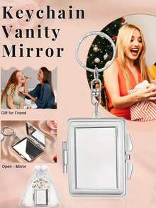 30pcs/15pcs Metal Heart Shaped Mirror Wedding Favor Sets, Includes 5pcs Keychain Mirrors, 5pcs Thank You Cards And 5pcs Organza Bags, Metal Heart Keychains, DIY Mini Makeup Mirrors, Portable Compact Mirrors, Suitable For Birthday Party, Proposal Party, Wedding Favors, Bridal Shower, Baby Shower - Multicolor - View 5