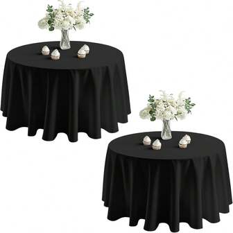 1/2pcs 60 Inch Round Tablecloth, Wrinkle-Resistant Thick Polyester Tablecloth, Suitable For Weddings, Parties, Dinners, Black