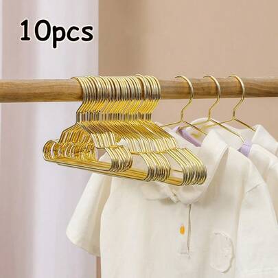 10个15/20/25厘米金色金属衣架，优雅纤细，节省空间，适用于儿童和宠物服装，可用于婴儿房和儿童衣柜收纳整理；多功能衣柜和浴室配件，适用于成人和儿童服装；精品零售展示和视觉营销；酒店和租赁场所布置；衣柜更新和节日衣柜整理；圣诞节和感恩节节日装饰。