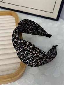 1pc Women's Retro Elegant Fabric Ditsy Floral Wide Crossed Headband, Floral Top Knot Hair Accessory Suitable For Vacation, Daily Wear, Elegant Bohemian Style, Spring/Summer,Hairband,Hair Hoop Headbands