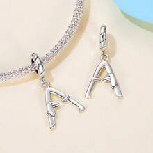 1 PC 925 Sterling Silver Cute Dachshund Shaped Letter Charm Pendant For Charm Bracelet, Alphabet Initial Beads Jewelry