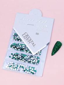 1 Box Mixed Shiny Green Diamond Crystal Rhinestone 3D Nail Art Decorations Fashion Nail Charm Jewelry Manicure Design Ornament Accessories - 綠色 - 查看 18