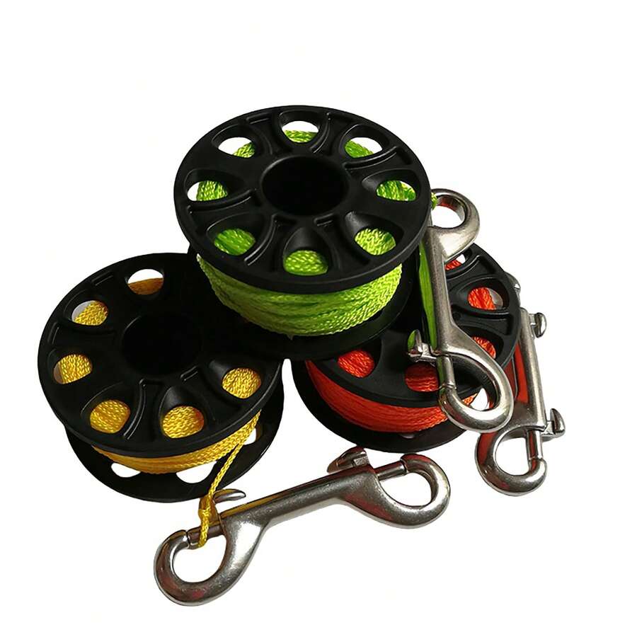 30m SCUBA Diving Reel With Stainless Steel Double-Ended Hook, Underwater Caving Wreck Diving Gear Spool - Multicolor - View 1