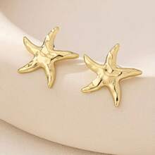 1 Pair Fashionable Elegant Simple Starfish Earrings - Gold - View 6