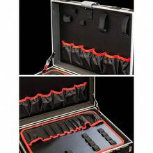 Meister Werkzeugkoffer leer - 460 x 320 x 140 mm - Individuelle Fachaufteilung - 15 Werkzeugtaschen - Mit Gummibändern - 15 kg Tragkraft - r Alu-Koffer / Werkzeugkiste / Organizer / 9095070 - Bildfarbe - Übersicht 4