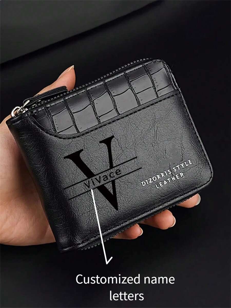 [Customized]Personalized New Men's Short Fashion Zipper Bag Change Bag Large Capacity Chain Bag Card Bag Men's Wallet - Multicolor - View 1