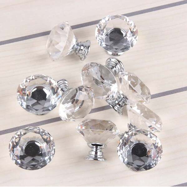 1pc Crystal Cabinet Knob Drawer Pull Handle For Cabinet, Wardrobe, Cupboard