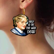 Pendientes de madera con colgante de retrato femenino, aptos para uso diario