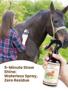 GJYC PET Horse Mane & Tail Dry Cleaning Spray | Quick Clean, Detangle & Refresh For Show-Ready Coats | 6.76 Fl Oz | Cruelty-Free, Natural Formula | For All Horses & Ponies