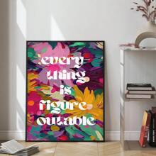 1pc, Canvas Hanging, Framed, Wall Arts, Posters, Modern, Text Posters, Quotes, Everything Is Imaginable Art Prints, Girly Wall Paintings, Fashion Wall Paintings, Abstract Floral Wall Paintings, Funky Girl Art, Inspirational Quote Art, Home Decor, Room Decor, Bathroom, Dorm, Dining Room, Kitchen, Living Room Decor Posters