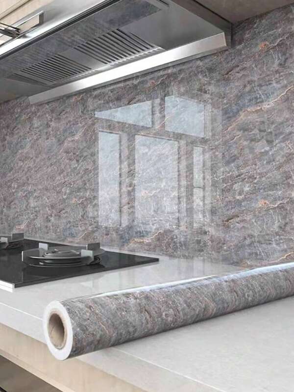High Quality Flame Gray Matte Marble Peel And Stick Removable PVC Wallpaper, Suitable For Kitchen, Bedroom, Living Room, Countertop, Furniture, Home Renovation And Decor