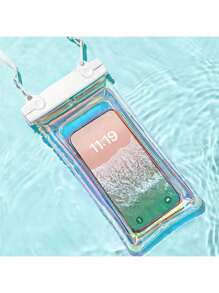 1 pièce Sac de téléphone étanche à l'épreuve des chutes avec airbag laser. Sac de téléphone étanche pour la plongée, la natation et les activités de plein air. Étui de téléphone tactile transparent. Accessoires de plage, accessoires de voyage, essentiels de plage, flotteur de piscine
