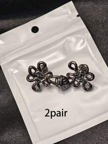 1 对/2 对可调节金属合金无钉牛仔裤腰扣带可拆卸腰扣魔术工具 - 銀黑色 - 查看 8