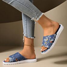 Women's Fashion Flat Sandals, Comfortable Casual Slippers For Summer - Blue - View 5