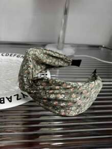 1pc Women's Retro Elegant Fabric Ditsy Floral Wide Crossed Headband, Floral Top Knot Hair Accessory Suitable For Vacation, Daily Wear, Elegant Bohemian Style, Spring/Summer,Hairband,Hair Hoop Headbands