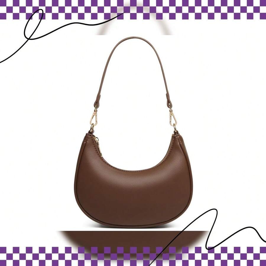 Crossbody Sling Backpack - Crescent Shoulder Bags For Women Tote Handbag Under The Arm Purses Clutch Purse With Zipper Closure - 咖啡 - 查看 1