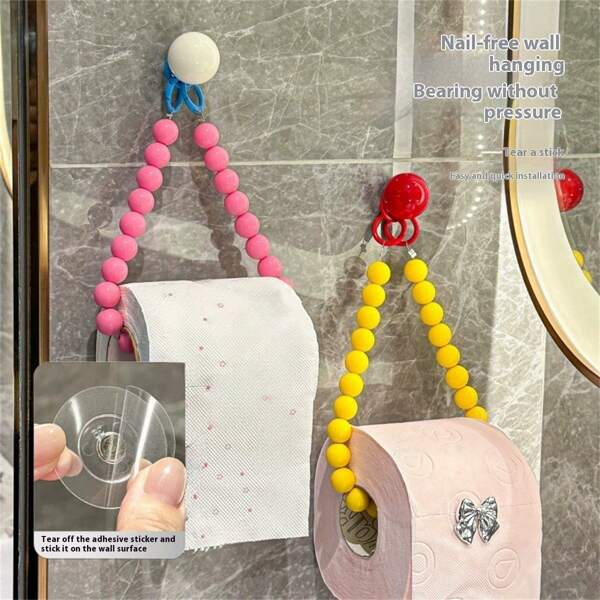 Dopamine Tissue Paper Roll Holder, Wall Mounted Bathroom Toilet Paper Storage Box, Creative Waterproof Tissue Rack, No Drilling Needed Back To School