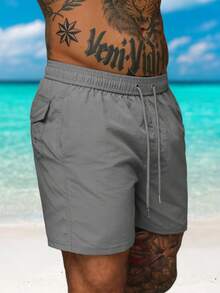 Men's Casual Basic Beach Shorts, Fashionable And Suitable For Daily Wear, Breathable - Grey - View 3