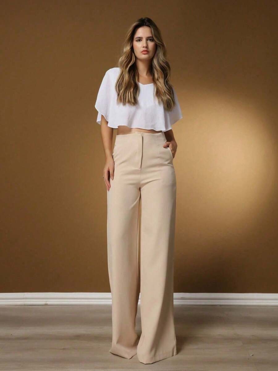 Women Pants - Beige - View 1