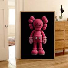 1/3 件 KAWS 风格极简主义艺术画 – Kaws 海报当代墙壁艺术画 | 炫酷流行艺术印刷品，适用于卧室装饰、办公室或工作室装饰海报帆布印刷，2D，非常适合房间装饰，无框