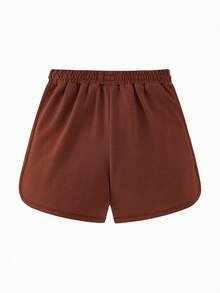 mini bala Boys' And Girls' Summer Moisture-Wicking Quick-Dry Elastic Breathable Loose Shorts 2025 New - Caramel Brown - View 5