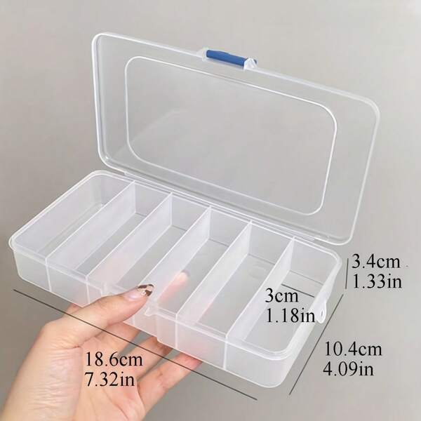 5/6 Compartments Transparent Plastic Storage Box With Cover, Dust-Proof Jewelry Organizer Box For Rings, Necklaces, Earrings, Bedroom, Desktop, Vanity, Home Use