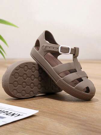 1 par de sandalias planas de PVC de unicolor con suela antideslizante y suave, adecuadas para niños y adultos, uso en casa, exteriores y playa, zapatos casuales cómodos y transpirables, excelente regalo de cumpleaños para bebé