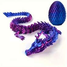 3D Printed Chinese Dragon Egg With Movable Joints - 11.8-Inch Dragon Flexible Statue, Color Series Home Office Decoration