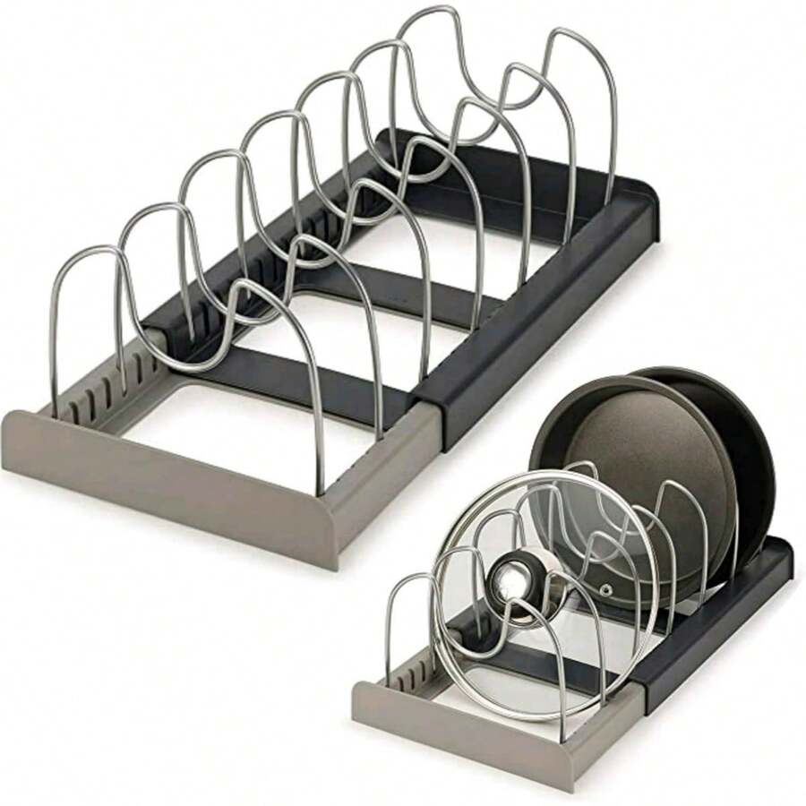 7+ Adjustable Lid & Baking Tray Organizer Rack, Suitable For Cabinet & Countertop Storage - Pp-7 Root - View 1