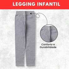 Kit 04 Calças Legging Infantil Feminina Cotton Menina Tamanho 01 ao 14 - Multicolorido - Visão 3