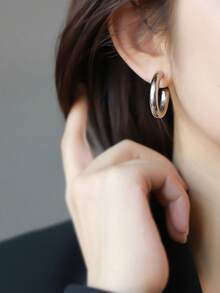 2pcs Smooth Hoop Mosquito Coil Earrings Without Piercings Simple Creative Design Rotatable Fashion Women's Ear Clips Jewelry Gift - Clip - View 3