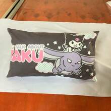 Sanrio 1pc Sanrio Kuromi Hello Kitty Plush Pillow Cover Case. Soft Plush Fabric, Cute Cartoon Print Design. Suitable For Car, Sofa, Bedroom, Living Room. Size: 30x50cm (Insert Not Included), Single-Sided Pattern