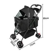 Cochecito para mascotas con capa de almacenamiento, 50 x 65 x 99 cm, suelo extraíble, adecuado para gatos y perros pequeños y medianos.