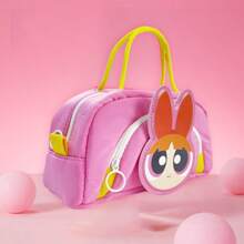Miniso The Powerpuff Girls Series Cute Cartoon Front Opening Handbag Pencil Case, Multifunctional Large Capacity, Essential For Learning, Easy To Carry,Pencil Pouch,School Bag