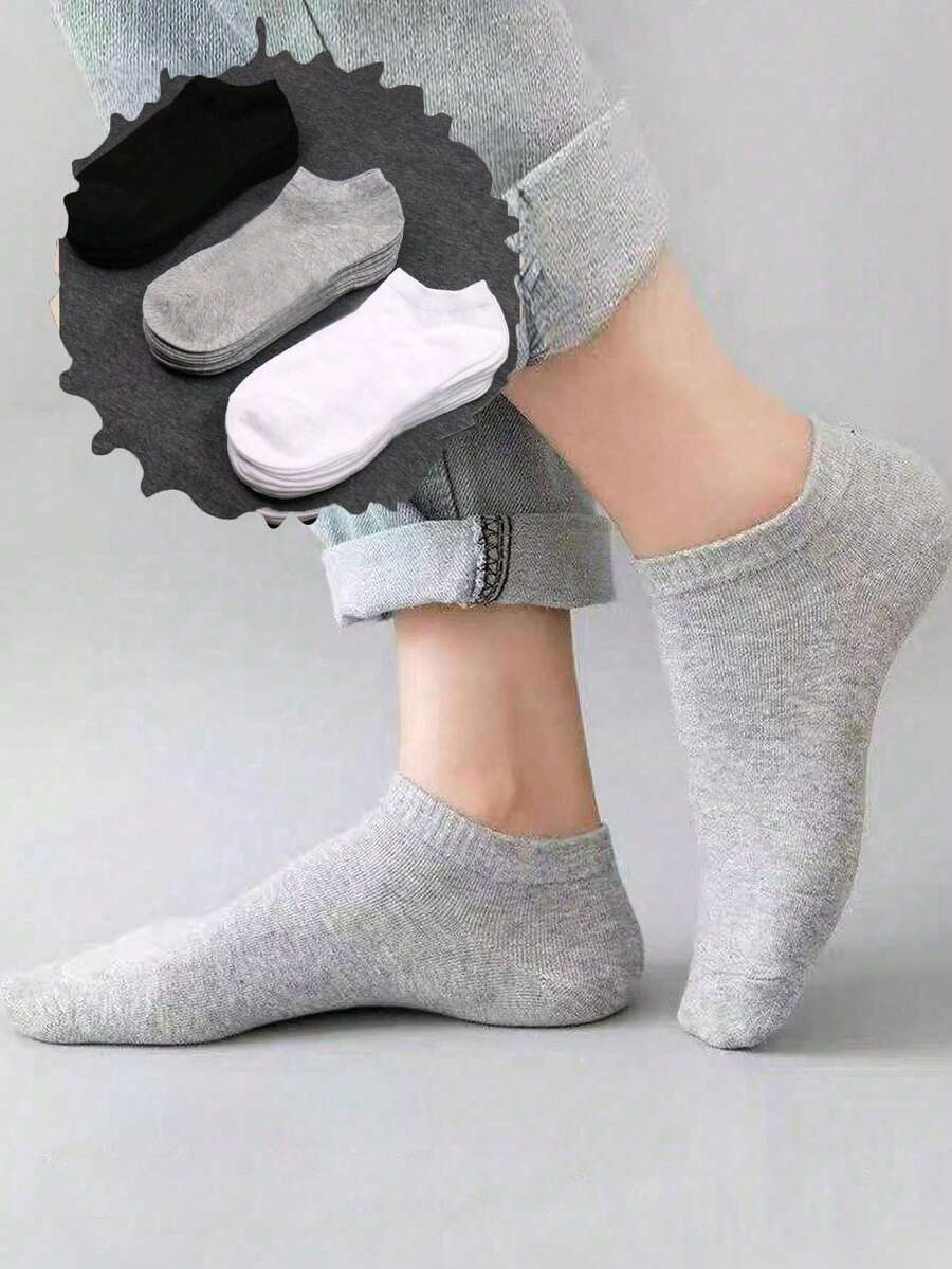 20pcs/10pcs/1 Pair Kids/Teens Sports Soft Elastic Ankle Socks, Black White Grey 3 Colors, Casual Daily/Outdoor, Suitable For Girls/Boys, Gifts For Mom/Dad, Girls/Boys Winter Clothes, Holiday Gifts - Multicolor - View 1