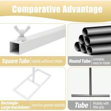 Wedding Arch Square Background Stand, 8FT X 8FT Portable White Metal Wedding Arch Stand With Base, Heavy Duty Pipe And Drape Backdrop Stand Kit For Birthday Parties Banquet Decorations - 白色 - 查看 4