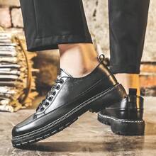 Men's New 2025 Spring British Style Black Casual Leather Shoes, Men Business Formal Oxfords, Work Dress Shoes, High-End Soft Bottom Breathable Wedding Shoes - Black - View 10