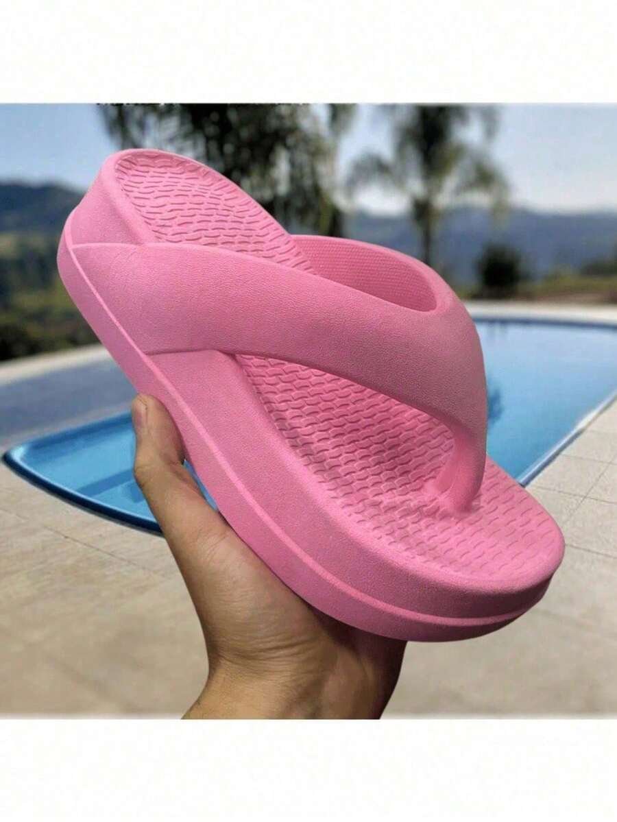 Women's Flat Cloud Clogs Platform Puff Comfortable Lightweight Flip Flops - Baby Pink - View 1
