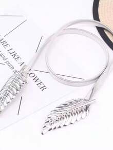 Metal Elastic Thin Skirt Matching New Women's Belt Waist Chain Decoration Dress Waist Belt - 銀色 - 查看 2