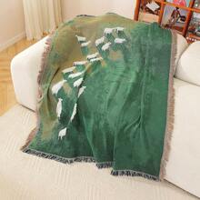 1pc Lamb Under The Sky Pattern Bohemian Tassel Jacquard Weave Blanket, Thick, Soft, No Printing, Washable, Easy Care, Colorfast, Suitable For Home Decor, Sofa, Chair, Bed, Wall Hanging, Tablecloth, Floor, Garden, Picnic, Outdoor Camping