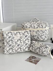 1 Stück/Set bedruckter Kosmetikbeutel im Ditsy-Blumenmuster, tragbarer Reise-Make-up-Beutel mit Reißverschluss, multifunktionale Aufbewahrung für Hautpflege, Kosmetik, Lippenstifte, Nagellack, ideal als Geschenk für Mutter, Schwester, Freundin, Lehrerin oder sich selbst, Make-up-Tasche, Reiseessentials, Wintergeschenke für Frauen, Schulmaterial, Leopardendruck Dackel - Schwarz und Weiss - Übersicht 3